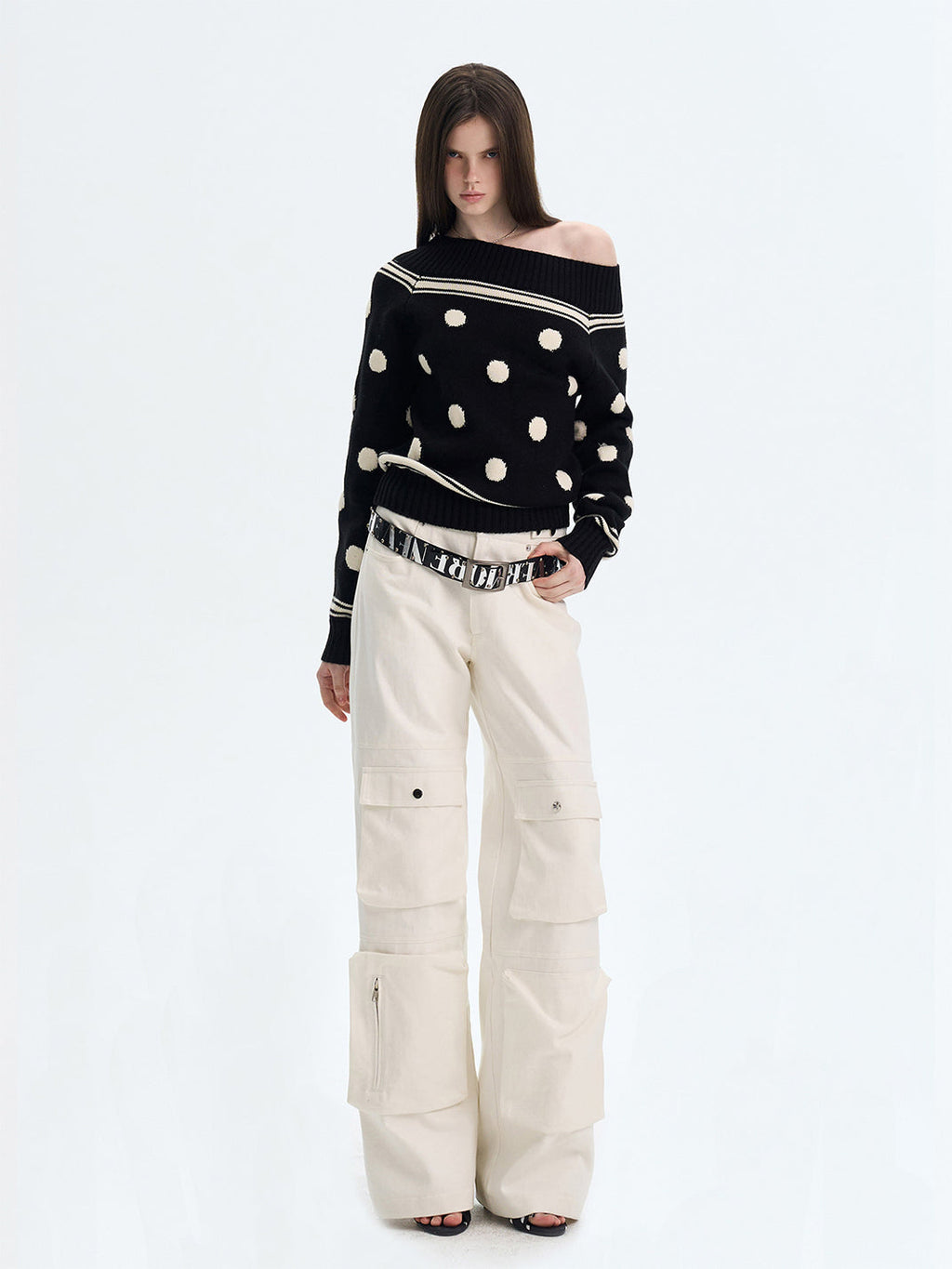 The NeverMore | Retro Color-Blocked Polka Dot Sweater