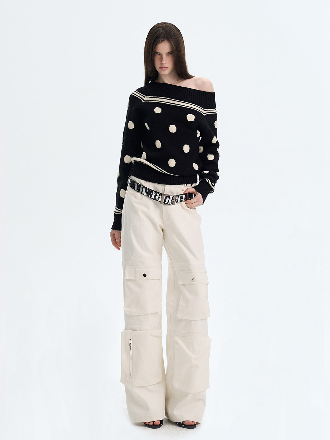 The NeverMore | Retro Color-Blocked Polka Dot Sweater