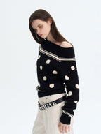 The NeverMore | Retro Color-Blocked Polka Dot Sweater
