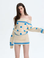 The NeverMore | Retro Color-Blocked Polka Dot Sweater