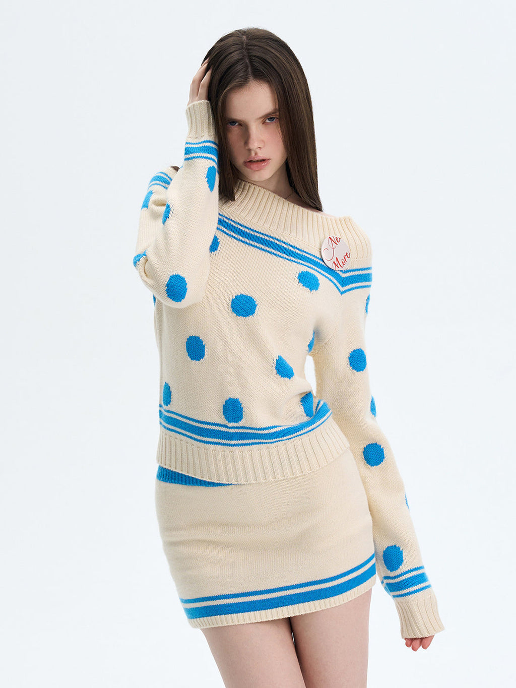 The NeverMore | Retro Color-Blocked Polka Dot Sweater