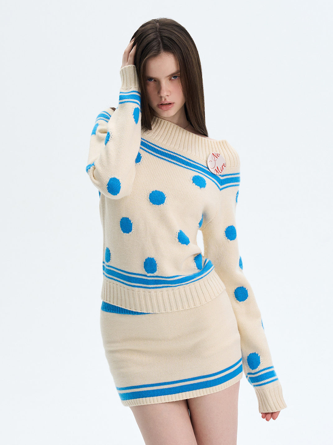 The NeverMore | Retro Color-Blocked Polka Dot Sweater