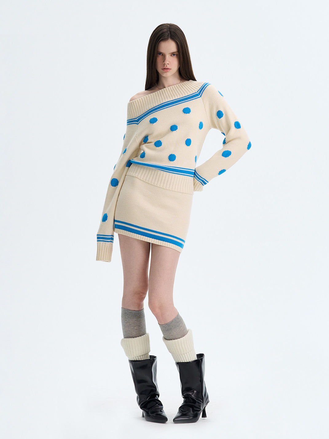 The NeverMore | Retro Color-Blocked Polka Dot Sweater