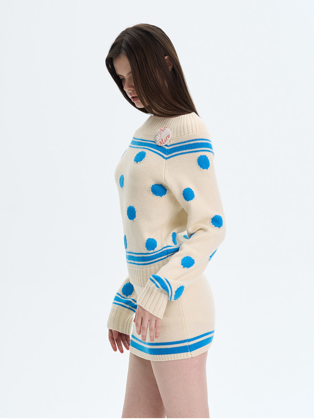 The NeverMore | Retro Color-Blocked Polka Dot Sweater
