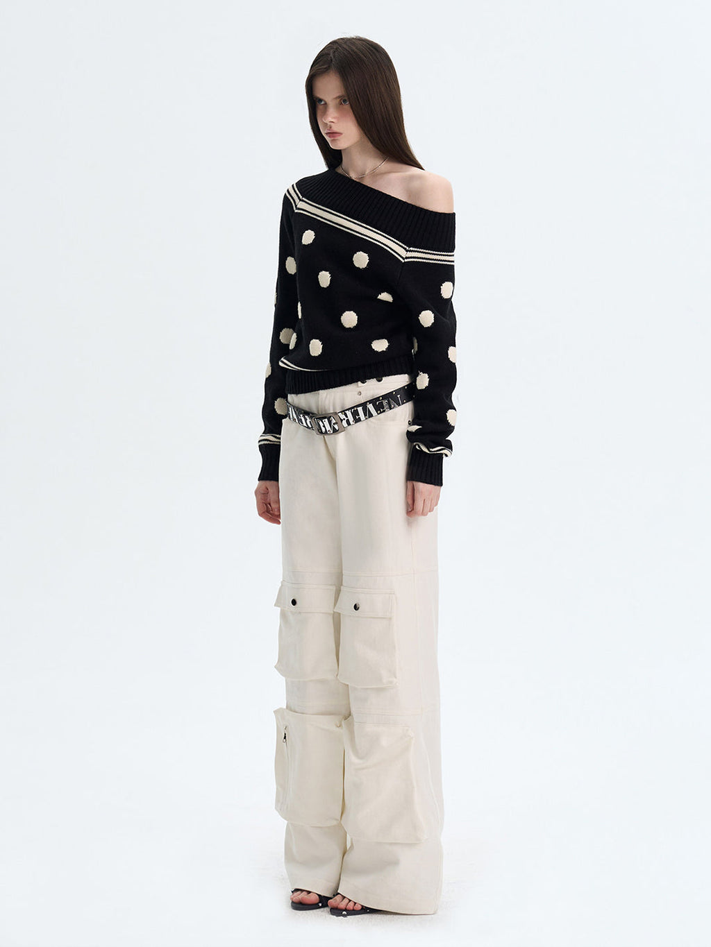 The NeverMore | Retro Color-Blocked Polka Dot Sweater