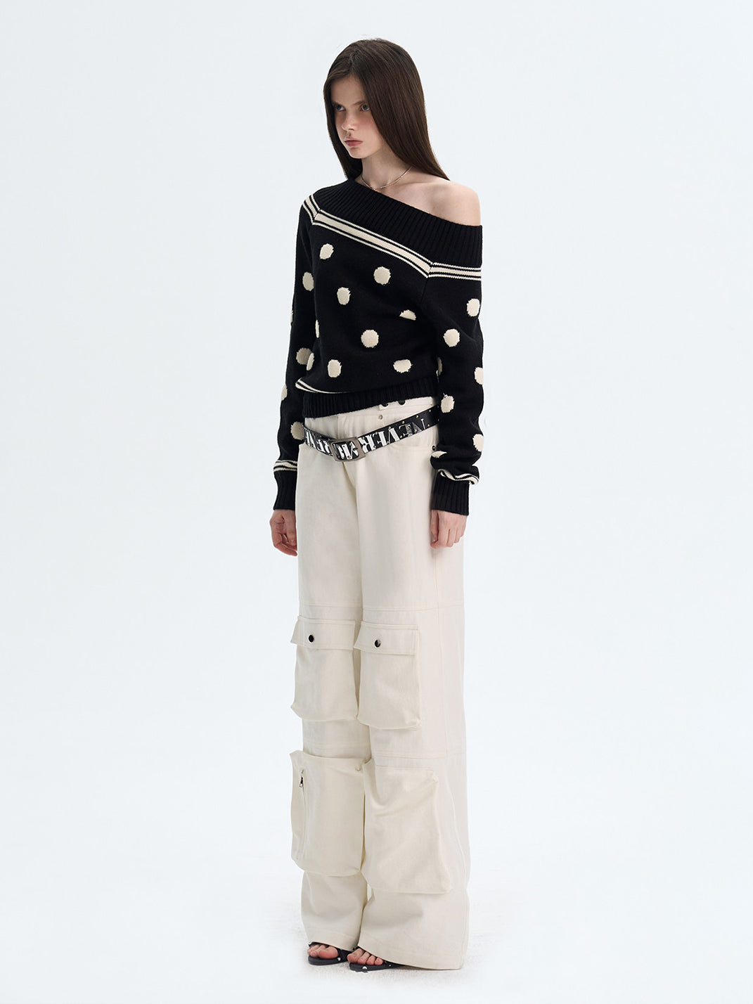 The NeverMore | Retro Color-Blocked Polka Dot Sweater