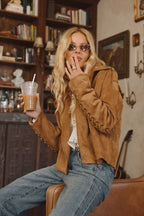 Camden Cognac Vegan Suede Jacket