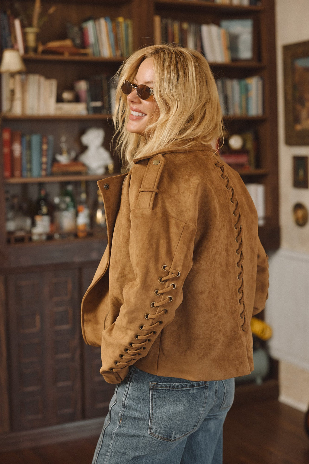 Camden Cognac Vegan Suede Jacket