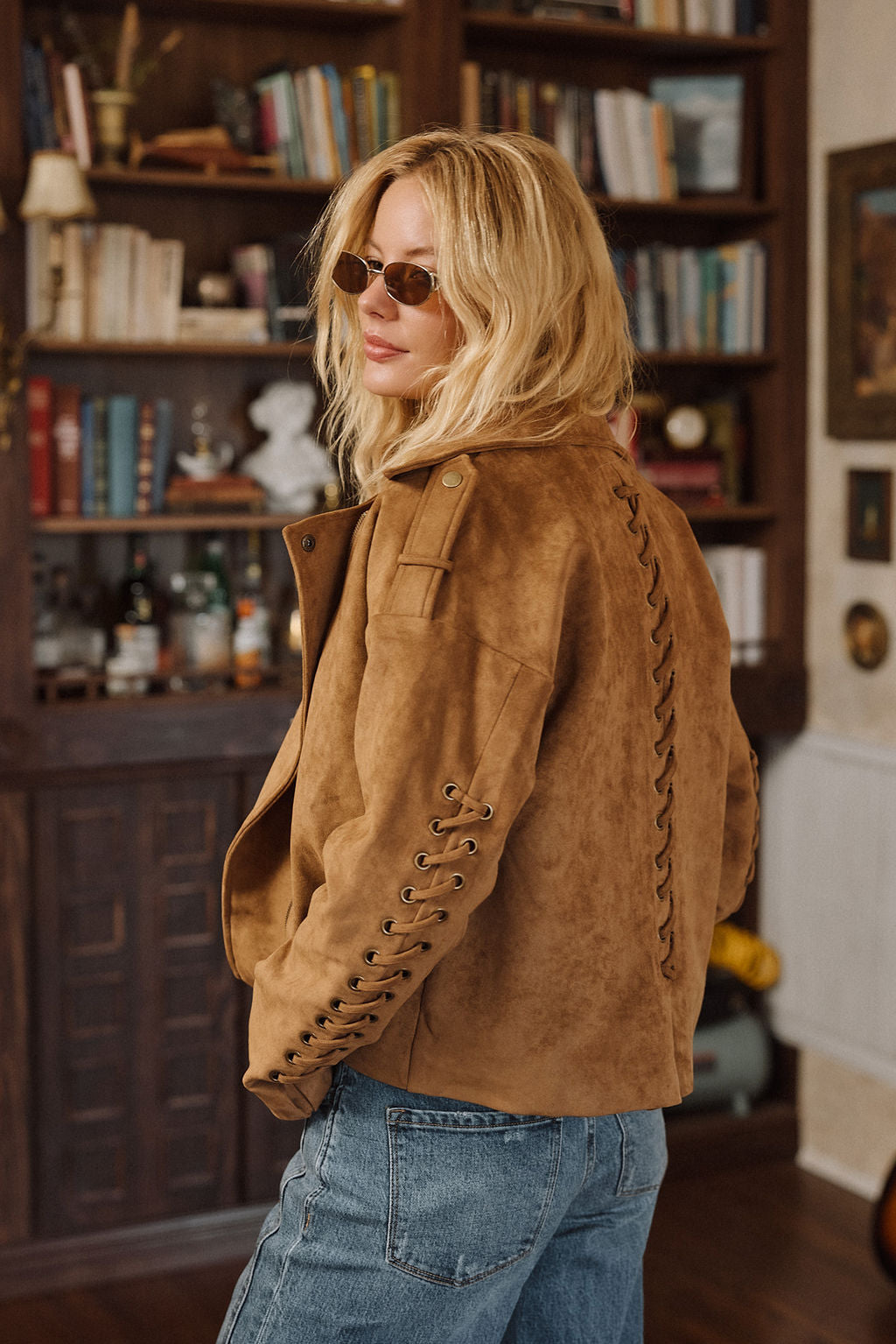 Camden Cognac Vegan Suede Jacket