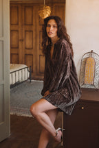Loretta Espresso Velvet Mini Dress
