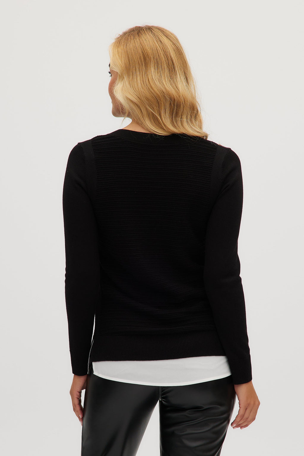 Black V-neck sweater