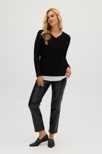 Black V-neck sweater