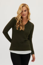 Olive V-neck sweater