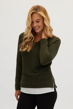 Olive V-neck sweater