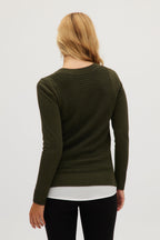 Olive V-neck sweater