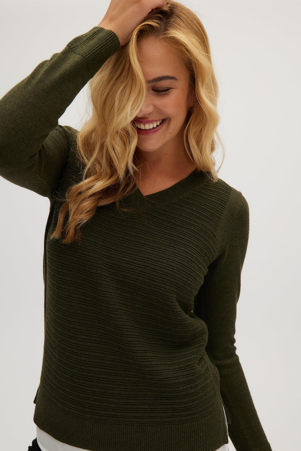 Olive V-neck sweater