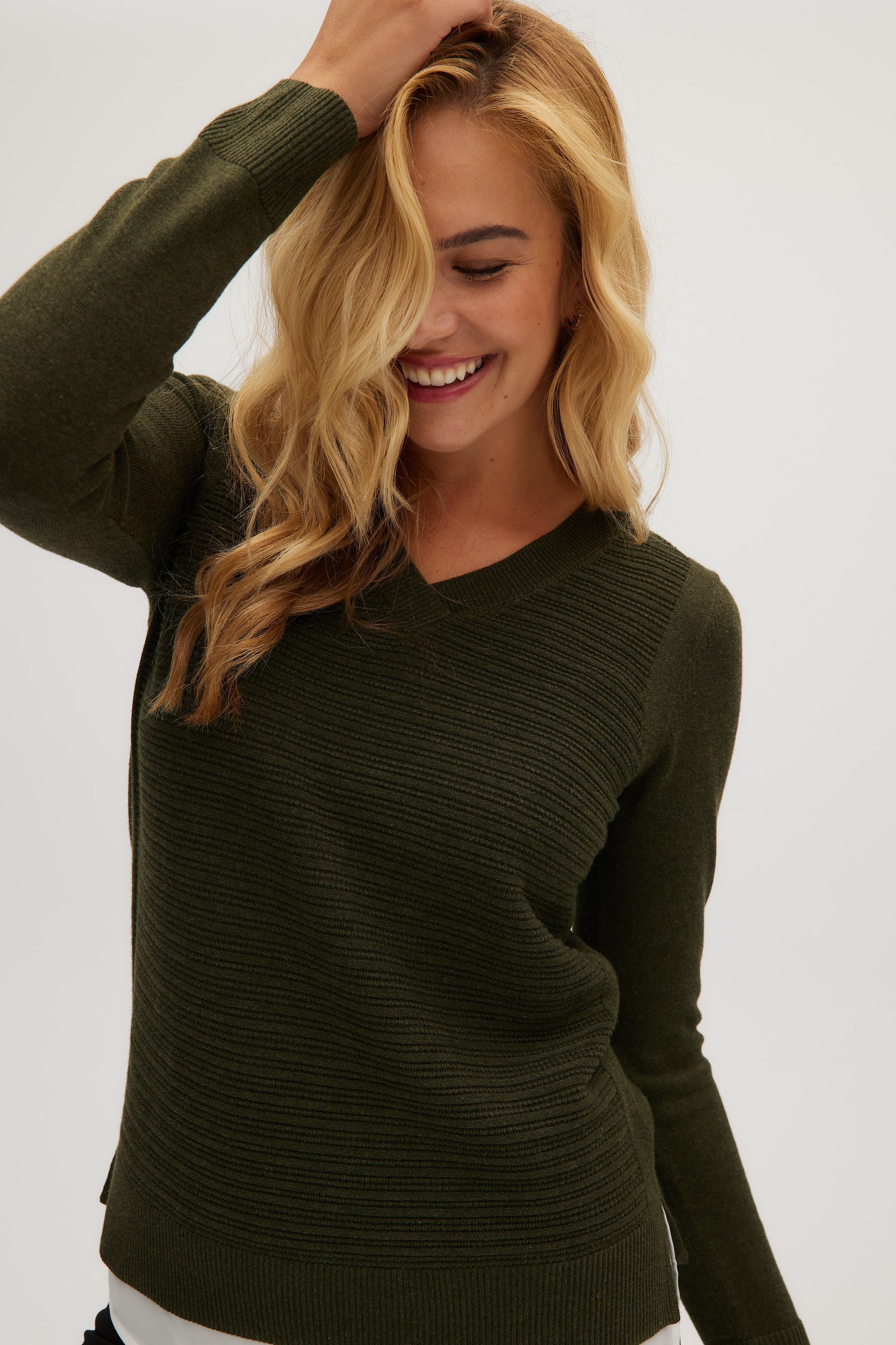 Olive V-neck sweater