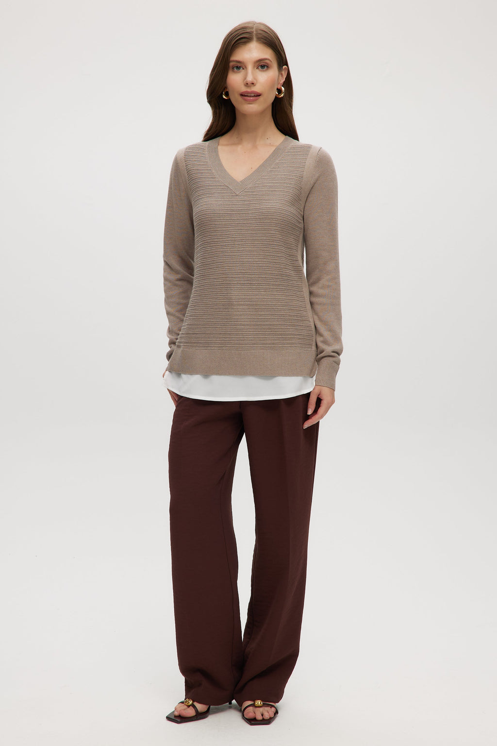 Heather Mocha V-neck sweater