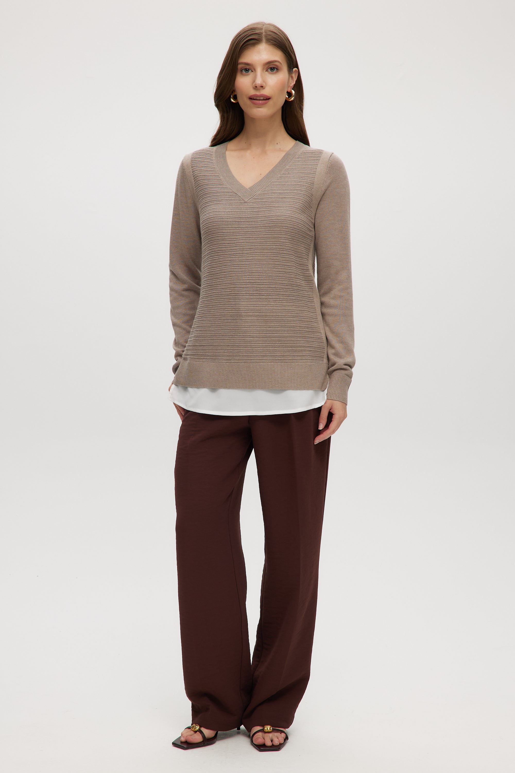 Heather Mocha V-neck sweater