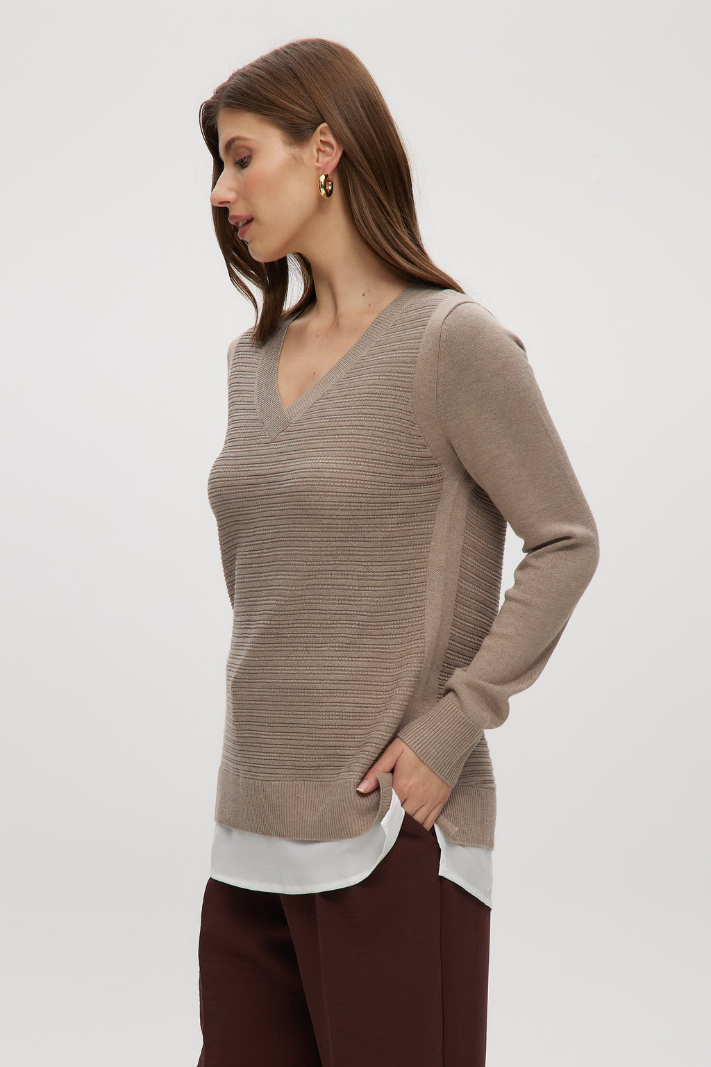 Heather Mocha V-neck sweater