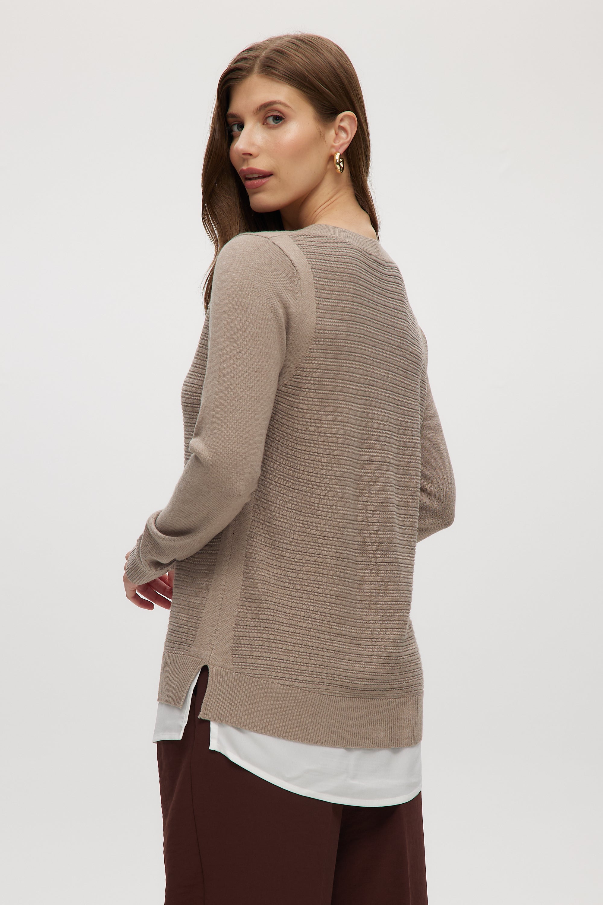 Heather Mocha V-neck sweater