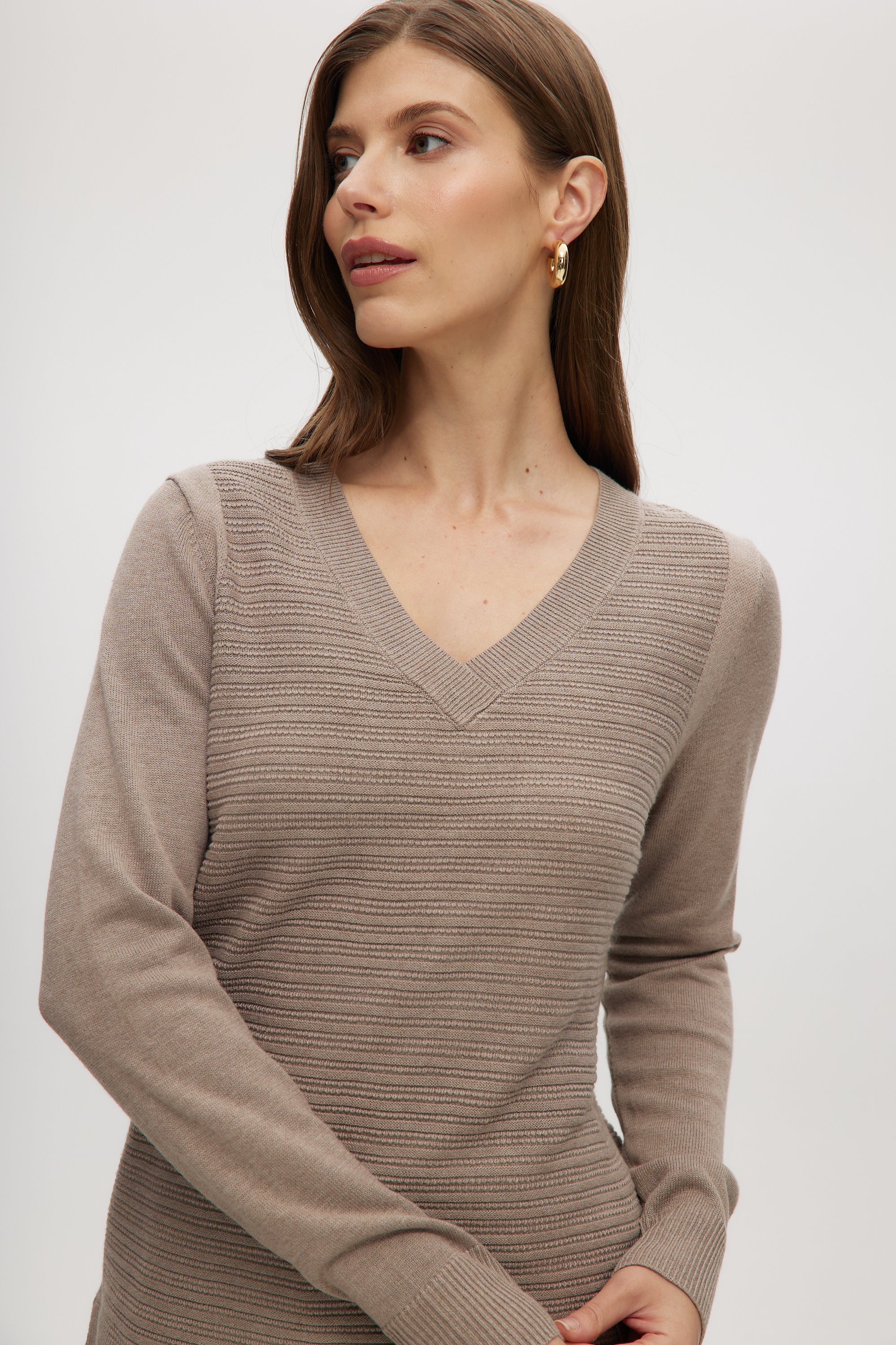Heather Mocha V-neck sweater