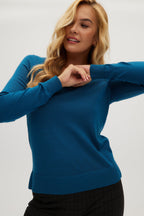 Peacock Merino wool V-neck sweater