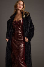 All For You Merlot Sequin Rosette Midi Dress