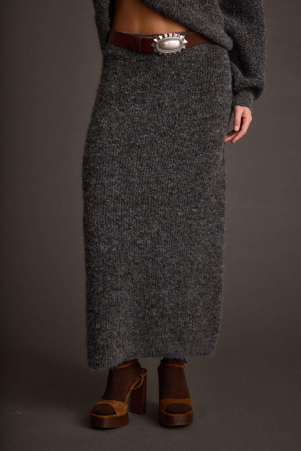 Alpine Charcoal Sweater Maxi Skirt