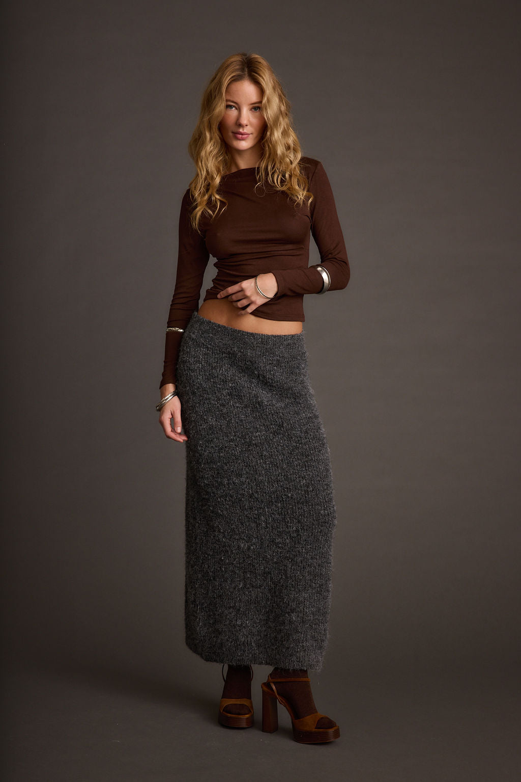 Alpine Charcoal Sweater Maxi Skirt