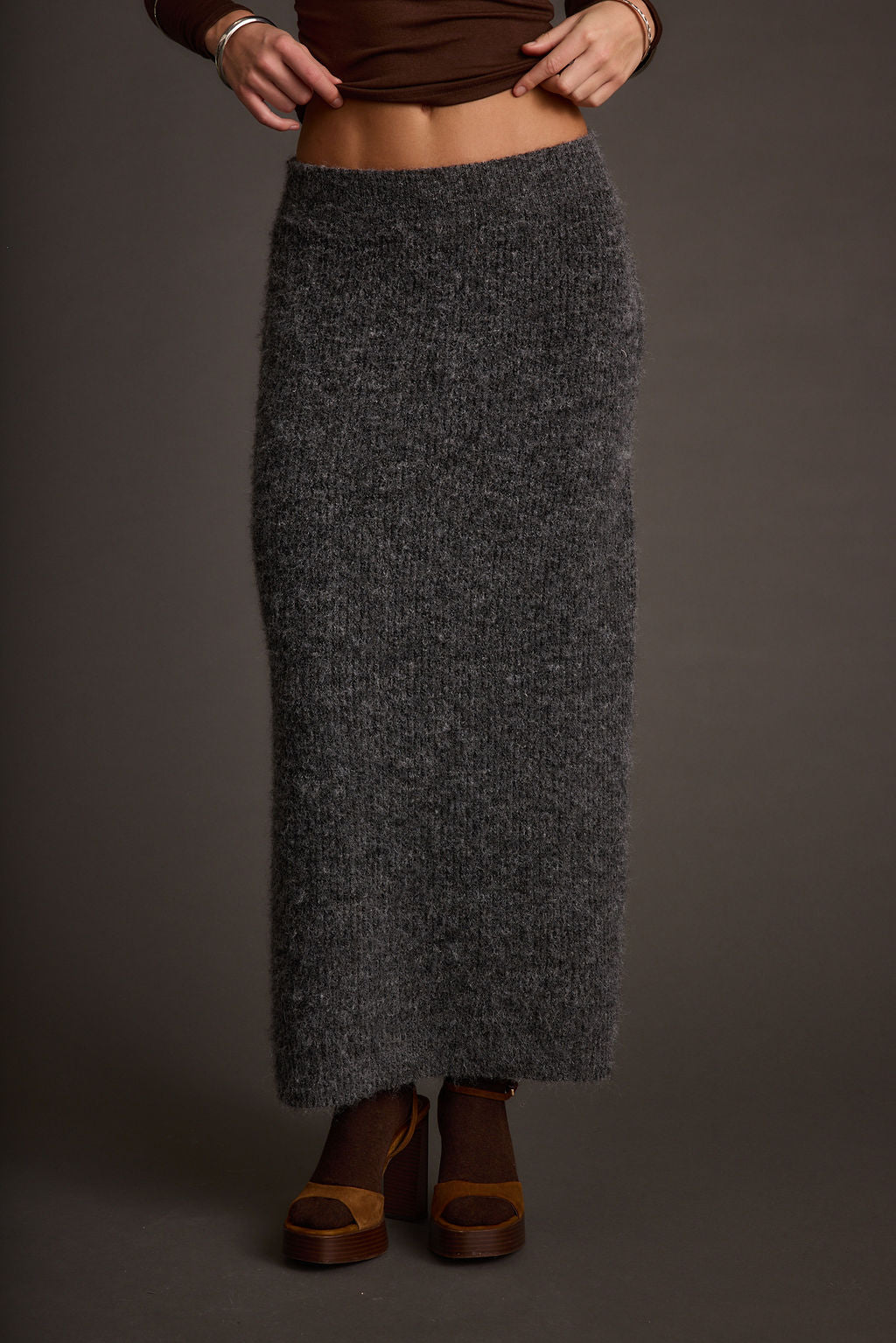 Alpine Charcoal Sweater Maxi Skirt