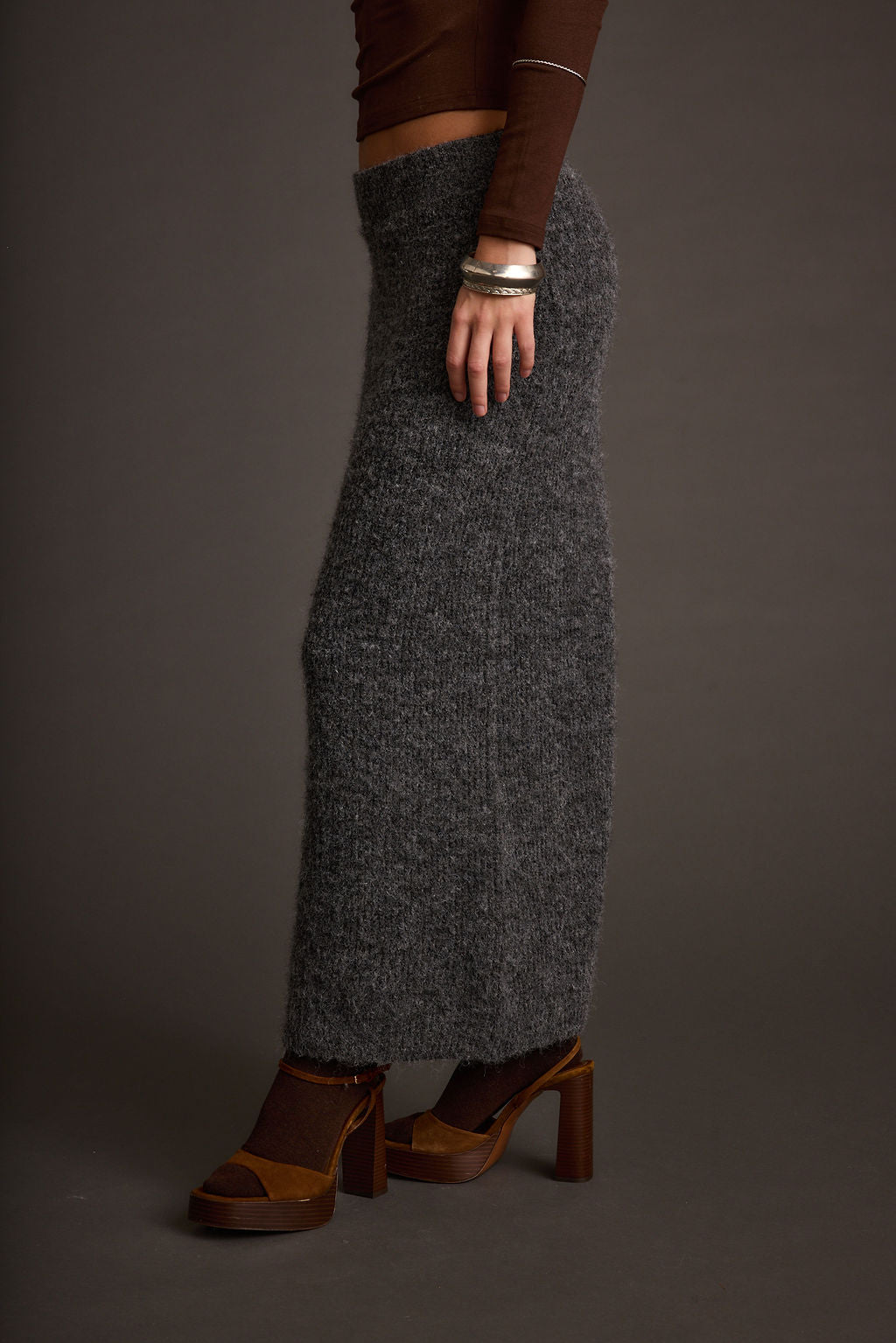 Alpine Charcoal Sweater Maxi Skirt