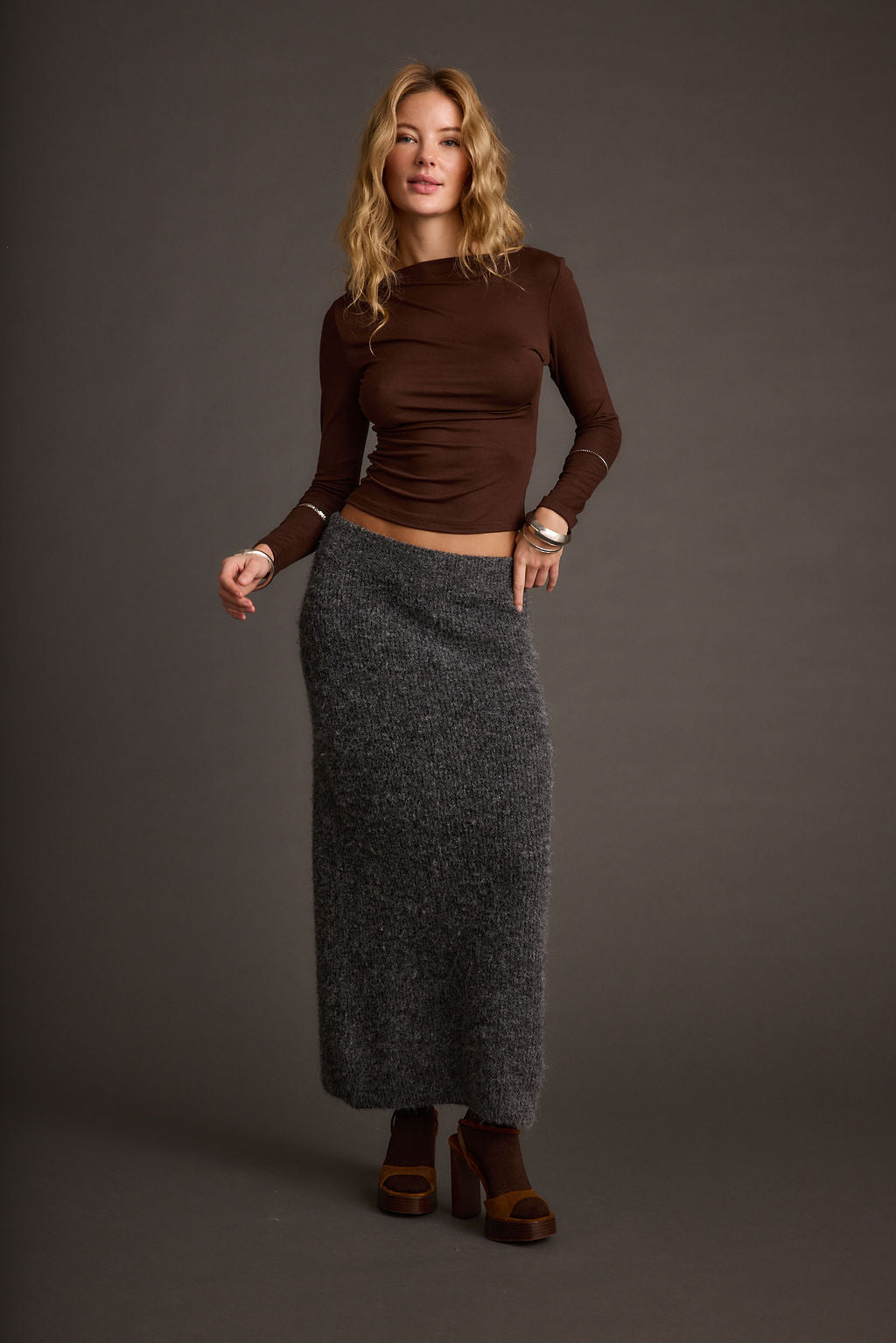 Alpine Charcoal Sweater Maxi Skirt