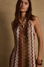 Arista Chevron Halter Maxi Dress