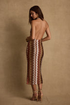 Arista Chevron Halter Maxi Dress