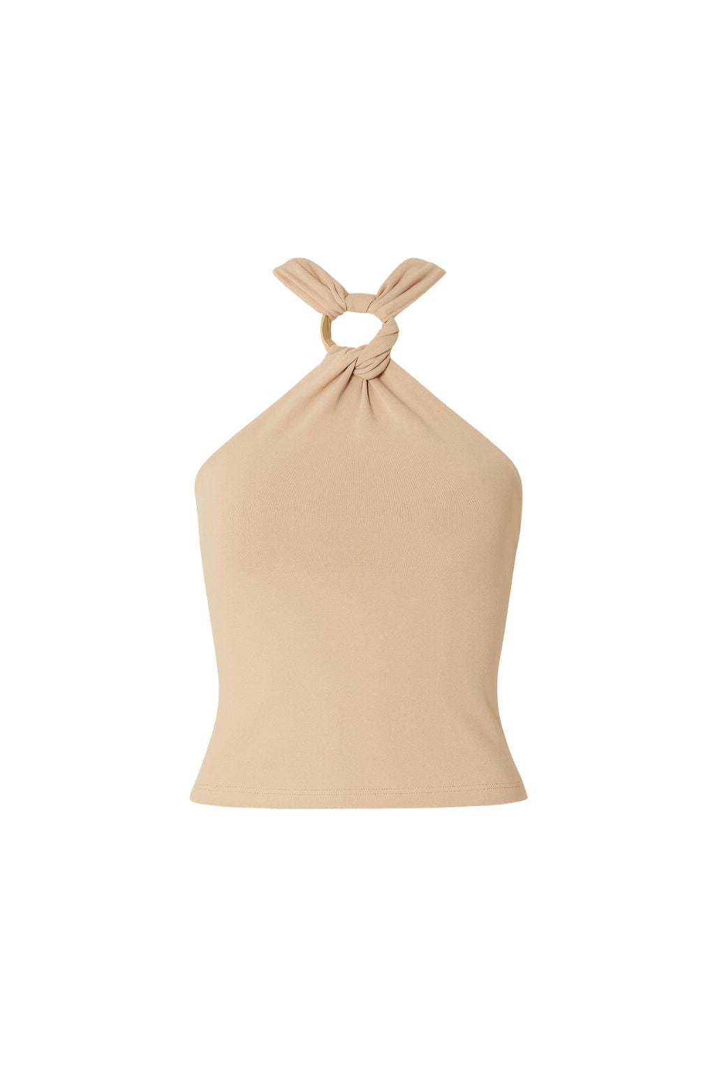 Azula Tan Embellished Halter Top