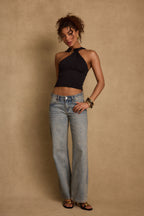 Azula Black Embellished Halter Top