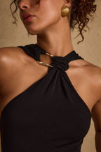 Azula Black Embellished Halter Top