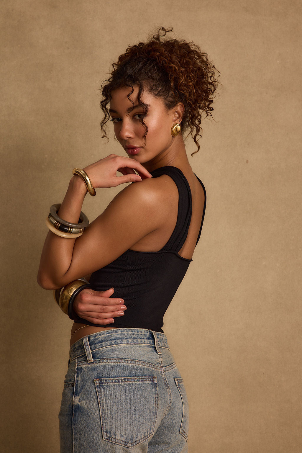 Azula Black Embellished Halter Top