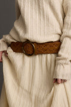 Abbott Light Brown Floral Embossed Belt