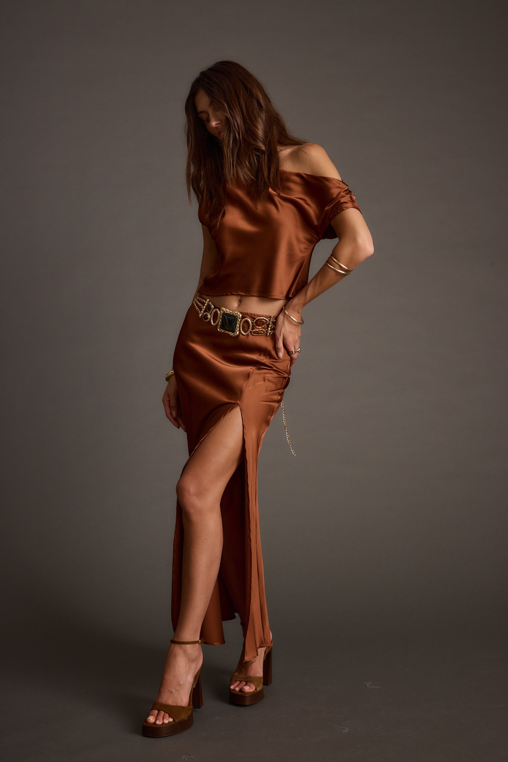 Alaina Cinnamon Maxi Skirt