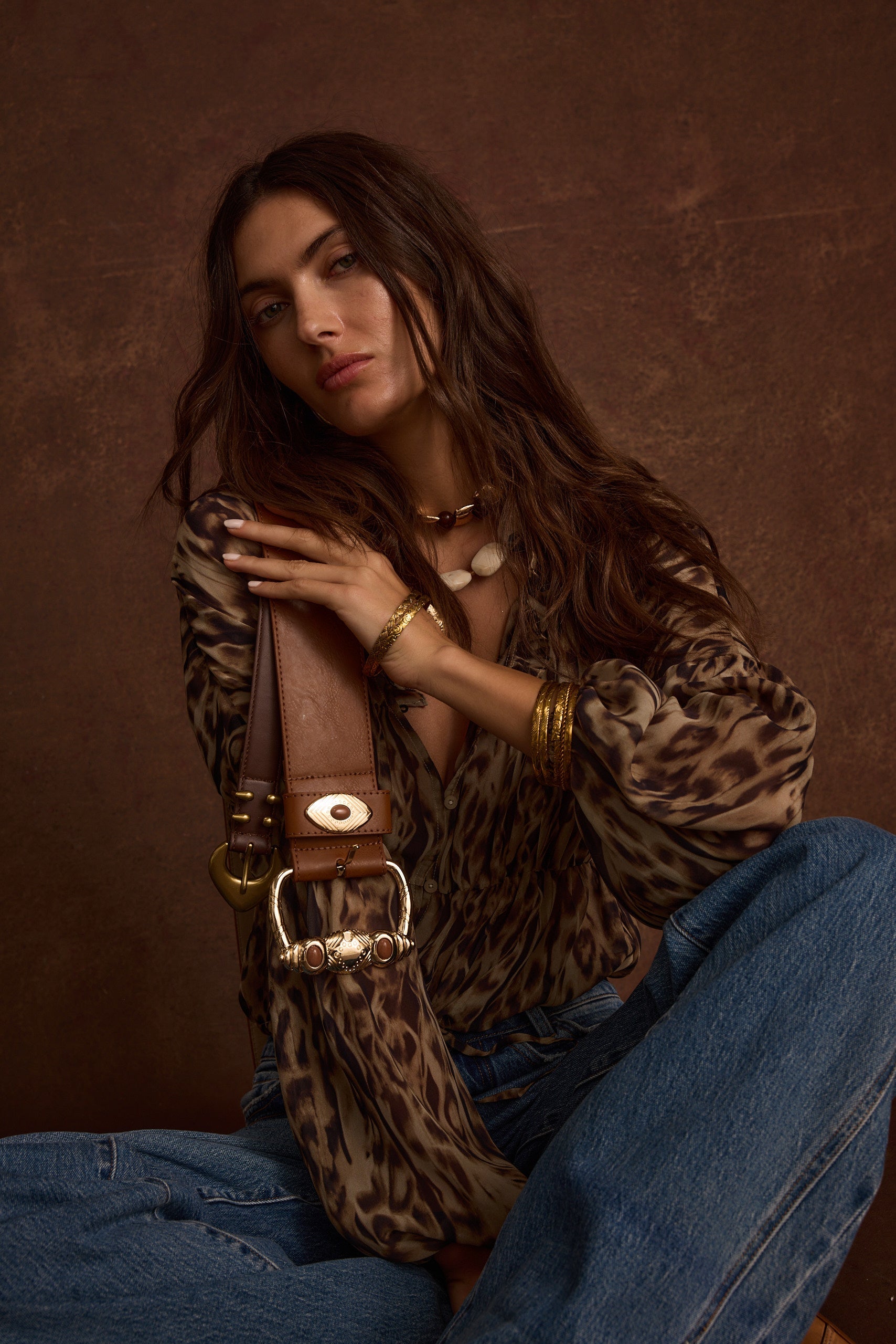 Suncrest Gold and Brown Statement Belt