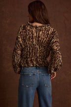 Alba Leopard Chiffon Long Sleeve Blouse
