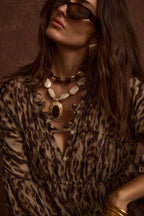 Alba Leopard Chiffon Long Sleeve Blouse