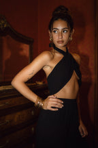 Amalfi Black Linen Halter Top