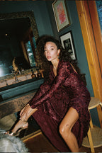 Angela Mulberry Velvet Burnout Long Sleeve Maxi Dress