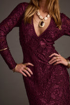 Angela Mulberry Velvet Burnout Long Sleeve Maxi Dress