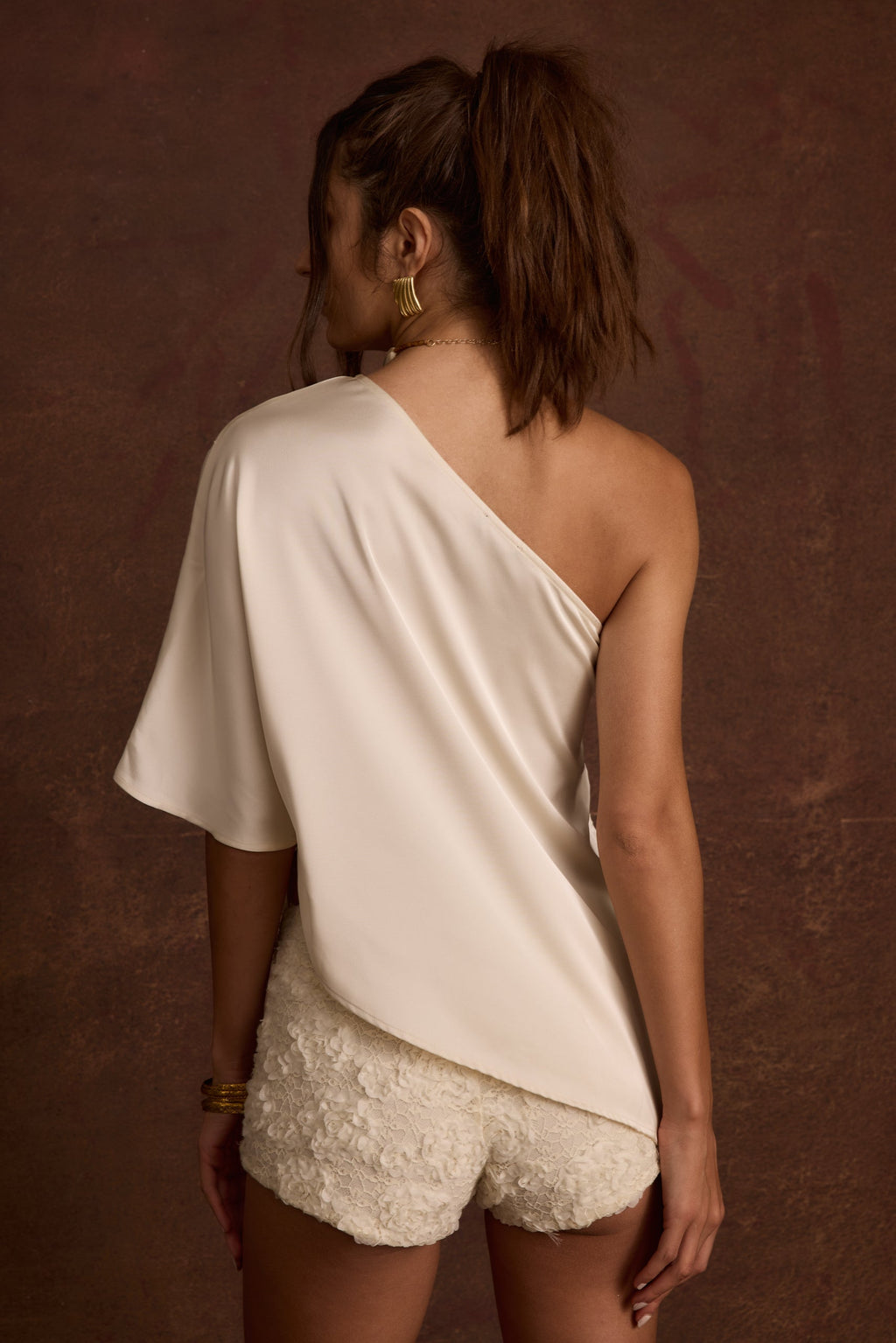 Anya Ivory One Shoulder Top
