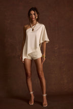 Anya Ivory One Shoulder Top