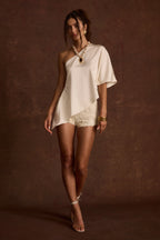 Anya Ivory One Shoulder Top